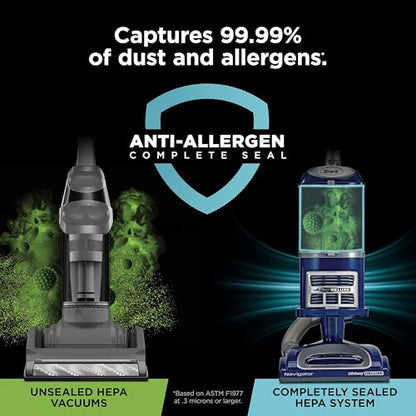 Shark Upright Vacuum, Navigator Lift-Away Deluxe with Large Dust Cup Capacity, HEPA Filter, Swivel Steering, Upholstery Tool & Crevice Tool, Blue, NV360