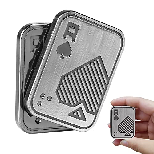 Fidget Toys Adults, EDC Metal Fidget Slider for Teens, Magnetic Poker Push Card, Adult Fidget Toy for Anxiety ADHD, Cool Office Gadgets for Men Dad, Stress Relief Clicker Gifts for Adults & Teen Boys
