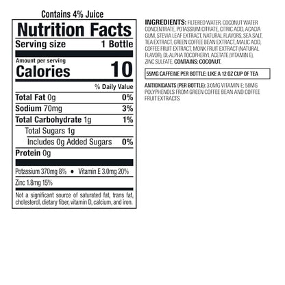 Bai Antioxidant Infused Water Beverage, Molokai Coconut, with Vitamin C and No Artificial Sweeteners, 18 Fluid Ounce Bottle, 12 Pack