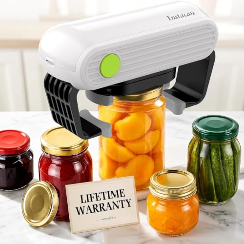 INSTACAN Effortless Electric Jar Opener Easy Opens Twist-Lid, One Handed Automatic Jar Opener for Weak Hands & Seniors with Arthritis, Battery Operated Essential Kitchen Gadgets Gift for Home