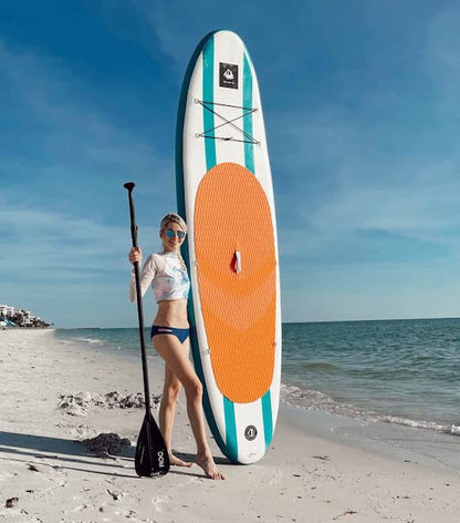 Roc Inflatable Stand Up Paddle Boards with Premium SUP Paddle Board Accessories, Wide Stable Design, Non-Slip Comfort Deck for Youth & Adults (Aqua)