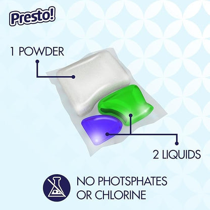 Amazon Brand - Presto! Triple Action Dishwasher Pacs, Fresh Scent, 90 Count