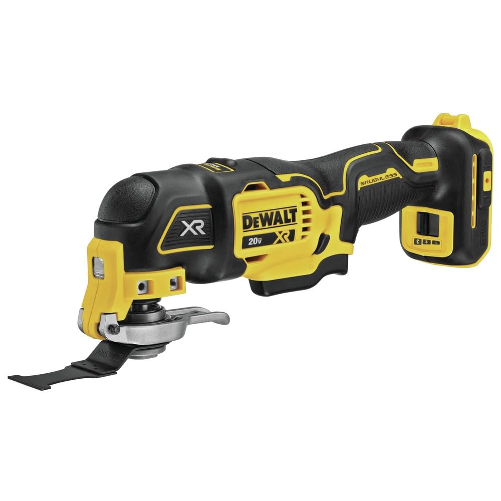 DEWALT 20V MAX XR Oscillating Tool Kit with Blades, 3 Speed Cordless Brushless Multitool, Up to 20,000 OPM, LED Light, Battery and Charger Included (DCS356C1)