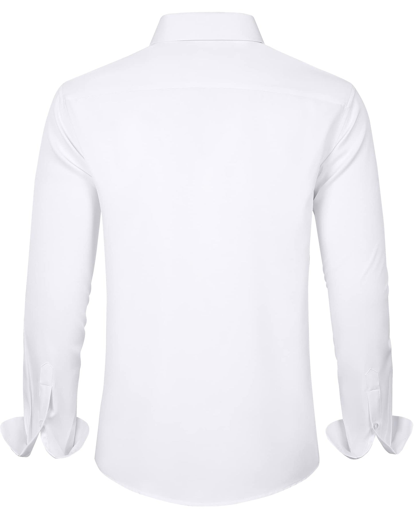 J.VER Men's Dress Shirts Solid Long Sleeve Stretch Wrinkle-Free Formal Shirt Business Casual Button Down Shirts White Medium