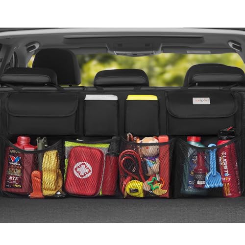 SURDOCA Car Trunk Organizer, LARGE CAPACITY Car Storage Bag with 8 Pockets, 7X Upgraded Trunk Storage Organizer for Car, SUV, Truck, MPV