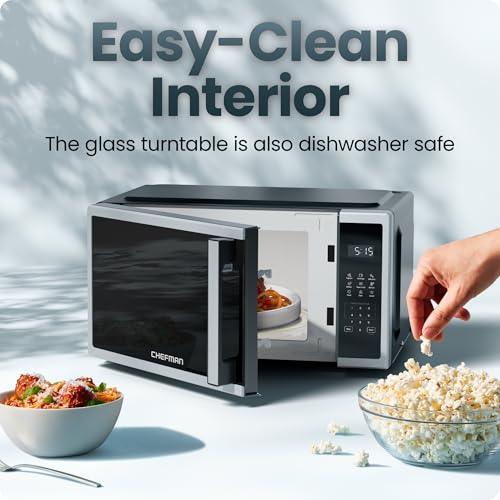 Chefman Compact Countertop Microwave, 0.7 Cu Ft, 700W, Stainless