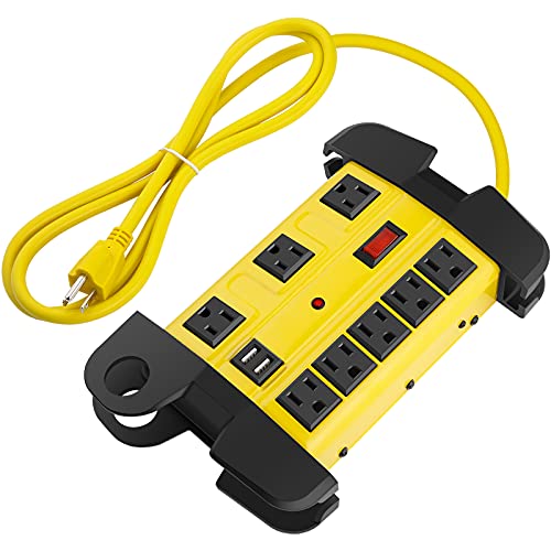 CCCEI Heavy Duty Surge Protector Power Strip with USB. Yellow, 6ft, 1.