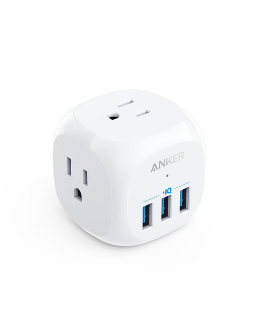 Anker (Pack of 2) USB C Outlet Extender, 321 Outlet Extender with 3 Outlets and 20W USB C Charging for iPhone 15/15 Plus/15 Pro/15 Pro Max, Power Delivery Charging for School, Home,Office Listed