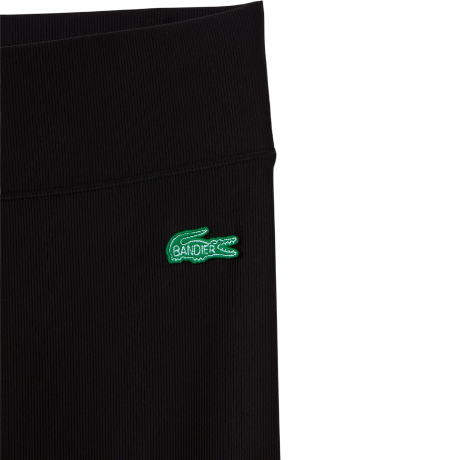 Lacoste Women's Bandier Ribbed Legging, Black, Large
