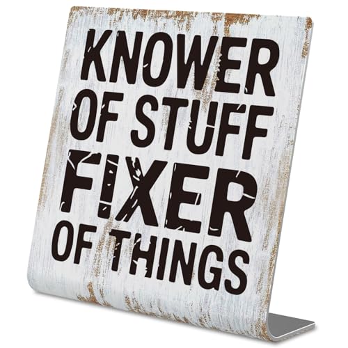 Funny Coworker Desk Sign, Knower of Stuff Fixer of Things Office Humor Gift