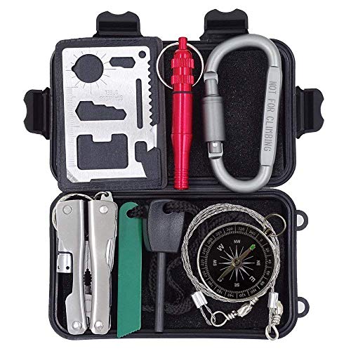 Outdoor Survival Kit 7 in 1,Mini Emergency Survival Gear Small Camping Equipment Pocket Tool Gadgets Stocking Stuffers Ideal for Hiking