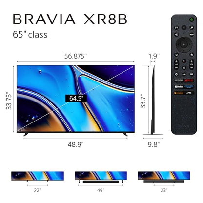 Sony 65 Inch OLED 4K Ultra HD TV BRAVIA XR8B Smart Google TV with Dolby Vision HDR and Exclusive Features for PlayStation® 5 (K-65XR8B), 2025 Model