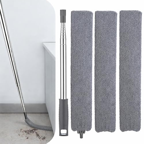Retractable Gap Dust Cleaner with Extension Pole, Cleaning Tools with 3 Microfiber Dusting Cloths, Extendable Long Handle Duster for Cleaning Under Refrigerator Furniture Appliance