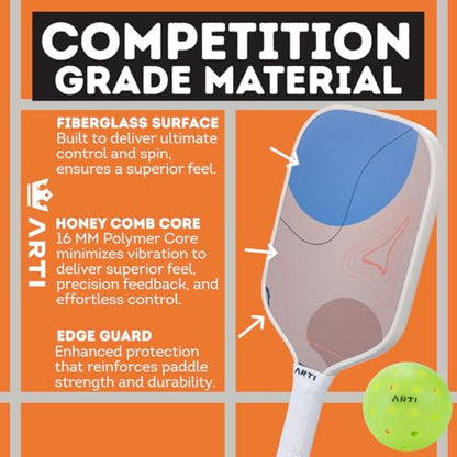 ARTI Pickleball Paddles Set of 2-USAPA Approved Fiberglass Surface Pickleball Set,2 Pickleball Rackets, 4 Balls and 1 Portable Carry Bag, Horizon Duo Pickle Ball Set for Men Women Beginners