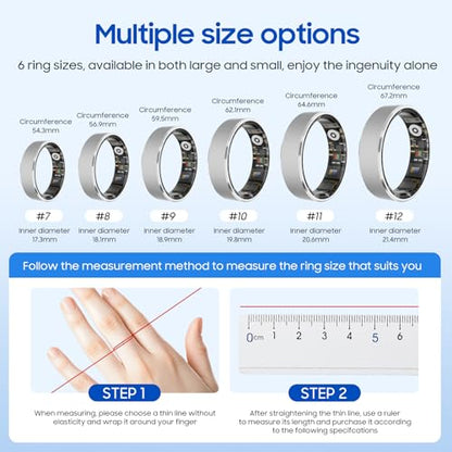 prxxhri 2026 Smart Ring New Health Tracker, IP68 Waterproof, iOS/Android Compatible, Sleep, Exercise & Health Monitoring, No Subscription, 5-Day Battery Life for Women & Men (Rose Gold, 7)