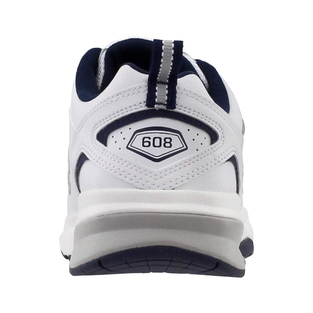 New Balance Men's 608 V5 Casual Comfort Cross Trainer, White/Navy, 10.5 Wide