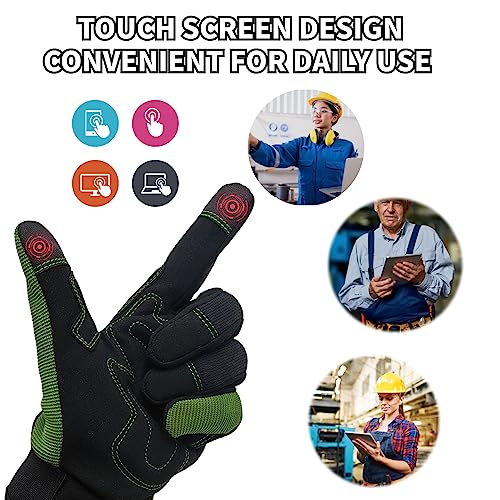 MSUPSAV Work Glove,Work Gloves Men,Synthetic Leather Working Glove,Gloves for Men,Mens Mechanic Gloves,Yard Work Gloves for Men,Gifts for Men (Green, Extra Large)