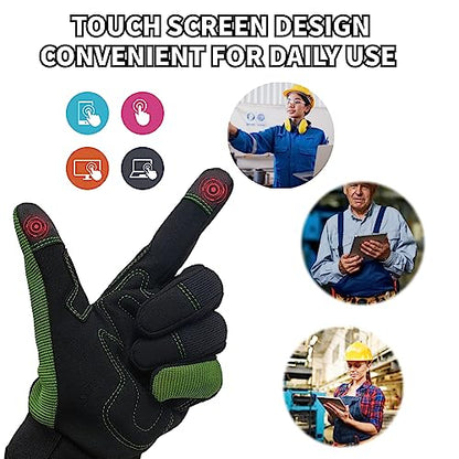 MSUPSAV Work Glove,Work Gloves Men,Synthetic Leather Working Glove,Gloves for Men,Mens Mechanic Gloves,Yard Work Gloves for Men,Gifts for Men (Green, Extra Large)