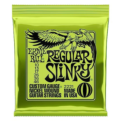 Ernie Ball Regular Slinky Nickel Wound Electric Guitar Strings, 10-46 Gauge (P02221)
