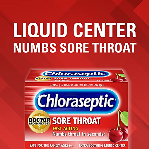 Chloraseptic Sore Throat Lozenges, Cherry, 18 Count, 6 Pack