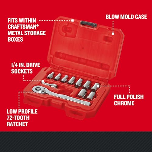 CRAFTSMAN Mechanics Tool Set, Metric, 1/4 Inch Drive, 11 Piece (CMMT34871)