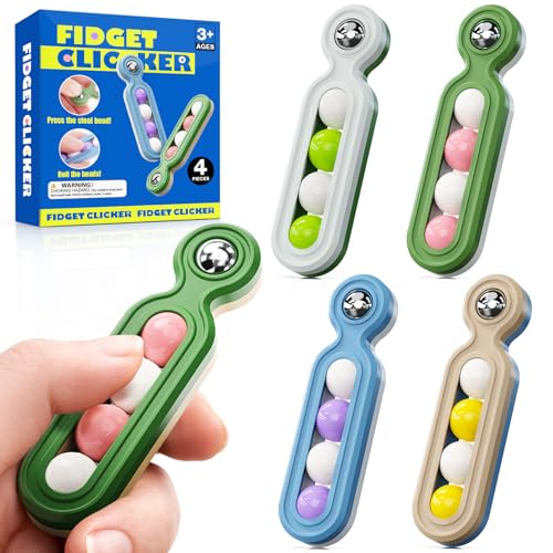 Fidget Toys Adults Stress Relief: 4 Pack Quiet Desk Fidget Clicker for ADHD Focus & Stress Relief, Sensory Desk Toy for Office, Meetings, Work, Travel