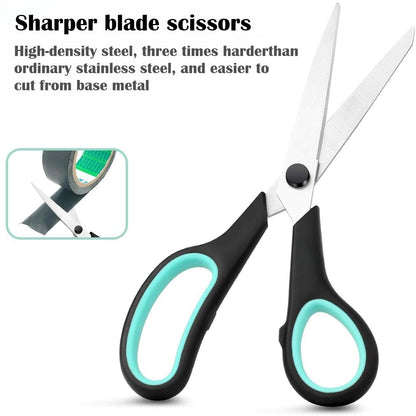 3 Pack 8" Stainless Steel Scissors with Ultra Sharp Blades and Comfort Grip Handles Scissors All Purpose For Office Home School Sewing Crafts