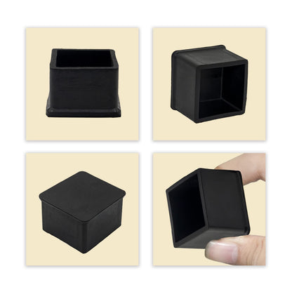 Flyshop Square Anti-Slip Rubber Leg Tips Chair Leg Caps Furniture Floor Protectors 1-3/8 Inch x 1-3/8 Inch (35 x 35mm) Black 10Pcs