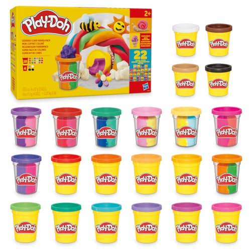 Play-Doh 22 Pack Ultimate Color Variety, Bulk Assorted Colors, 2 & 4 Ounce Modeling Compound Cans, Kids Arts & Crafts, Preschool Toys, Ages 2+ (Amazon Exclusive)