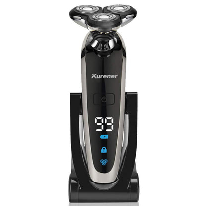 Kurener Electric Shaver Razor for Men Rechargeable 100% Waterproof Rotary for Shaving with Nose Trimmer Sideburns Trimmer Face Cleaning Brush