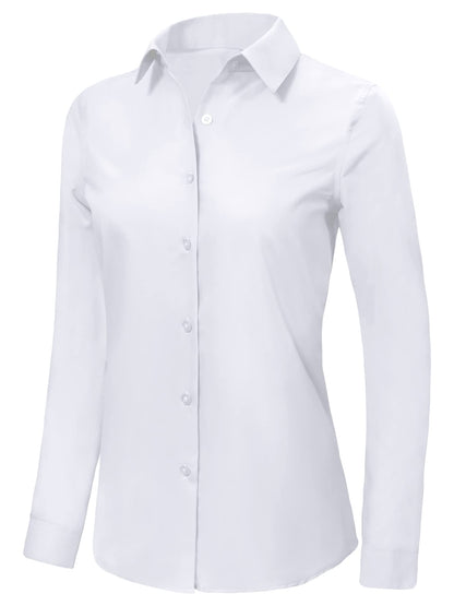 Ruisin Womens Soft Wrinkle Free Button Down Shirts for Women Long Sleeve Formal Work Dress Blouses Tops White Size XS
