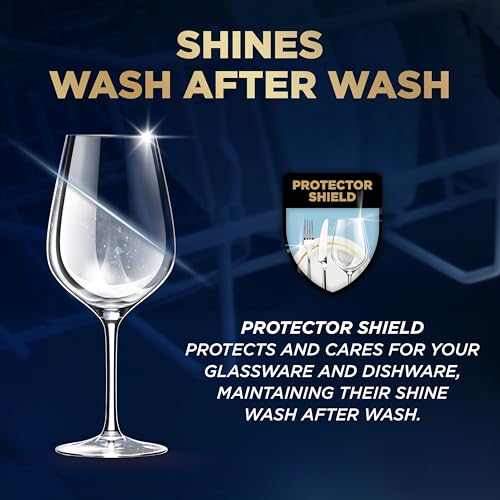 Finish Ultimate Infinity Shine Dishwasher Tabs, No Pre-Rinse Dishwasher Detergent Soap Removes Burnt-On Stain, with Protector Shield & CycleSync Technology, Degreasing & Scrubbing Power, 62 Count