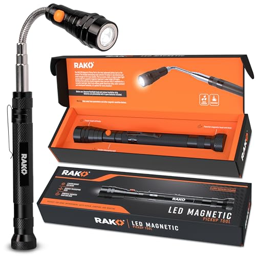 RAK Magnetic Pickup Tool Gifts for Men - Telescoping Magnet with LED Flashlight and 22 Inches Extendable Neck, Cool Gadgets Mechanic Tool, Holiday Gifts for Men, Dad, Husband, Grandpa, Handyman