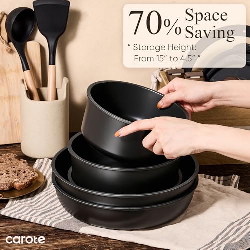 CAROTE 19pcs Pots and Pans Set Non Stick, Detachable Handle Cookware Set