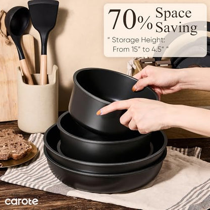 CAROTE 19pcs Pots and Pans Set Non Stick, Detachable Handle Cookware Set
