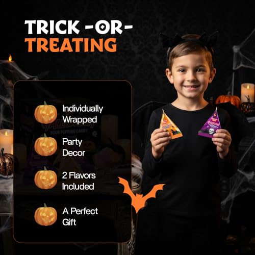 60 Pack Halloween Sour Popping Candy - Individually Wrapped Trick Or Treat Popping Rocks Candies - Bulk Halloween Treats Great Use, For Kids, Party Favors, Classrooms , Goodie Bags, Boo Basket Stuffers