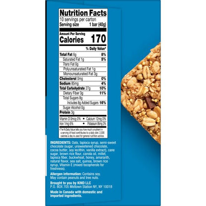 KIND Healthy Grains Energy Bars, Dark Chocolate Chunk, 21g Whole Grains, Made with Super Grains, Gluten Free Snacks, 40 Ct.