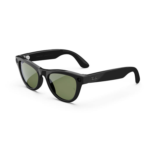Meta Ray-Ban Glasses, Skyler, Shiny Black, Green Polarized Lenses