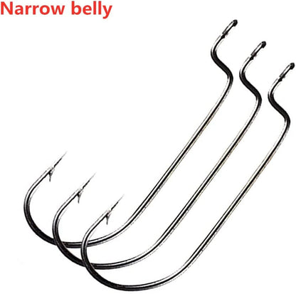 50pcs/Pack Offset Fishing Hooks Worm Hooks Black High Carbon Steel Senko Bait Fishing Hooks 5/0 4/0 3/0 2/0 1/0 1# (1/0-50pcs)