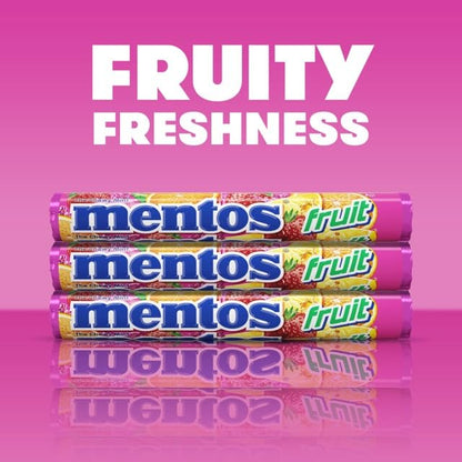 Mentos Candy, Mint Chewy Candy Roll, Fruit, Non-Melting, Holiday, Party, Concessions, Office, 14 Pieces (Bulk Pack of 15) - Packaging May Vary