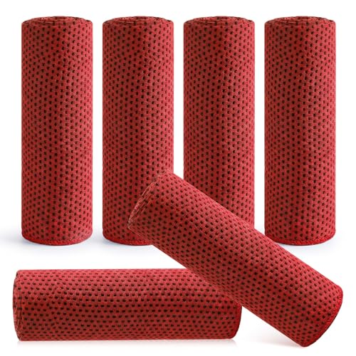 Hosuly 6 Pack Cooling Towels 40"x12" Ice Towel Cooling Neck Wraps Soft Breathable Chilly Stay Cool in Summer for Sports Yoga Golf Gym Activities(Red)