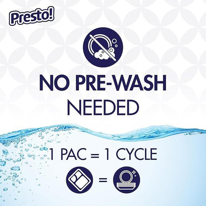 Amazon Brand - Presto! Triple Action Dishwasher Pacs, Fresh Scent, 90 Count