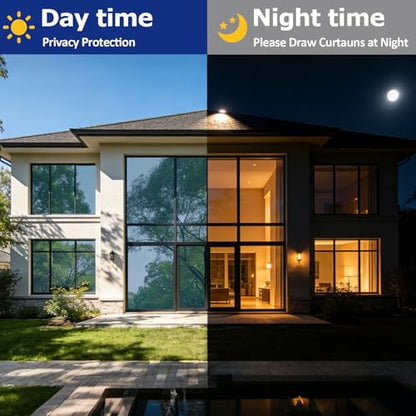 One Way Privacy Window Film with 4 Tools, Static Cling Window Film, Simple to Install Cut and Remove, UV Blocking Heat Control, Light Blocking for Home Office Windows(Blue-Silver-31.49Inch×78.7Inch)