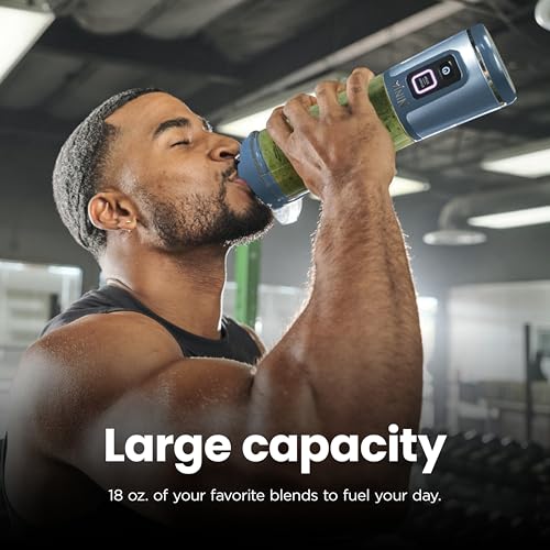 Ninja Blast Portable Blender, Cordless, 18oz Vessel, Denim Blue, BC151ND | USB-C rechargeable, cordless blending anywhere. BlastBlade crushes ice & frozen fruit. Leakproof sip lid, dishwasher safe.