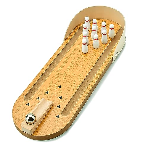 White Elephant Gifts Tabletop Mini Bowling Game Set for Adults Teens Kids | Stocking Stuffers for Teen Boys Girls Home Bowling Alleys Office Desk Game Small Finger Toys Gag Gifts Stress Relief Gadgets