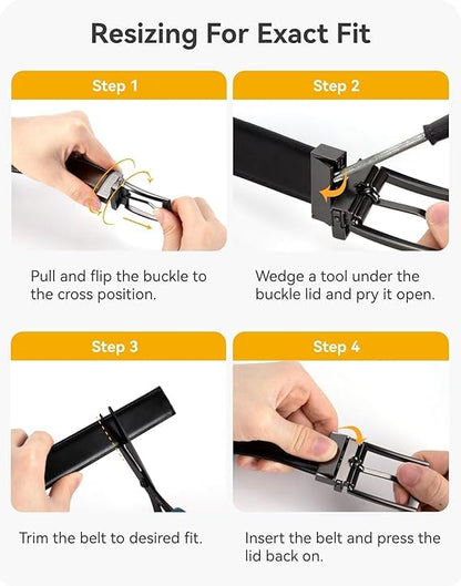 CHAOREN Reversible Belt Men 1 Piece - 1.25" Leather Dress Belt - Trim to Fit for Elegant Style