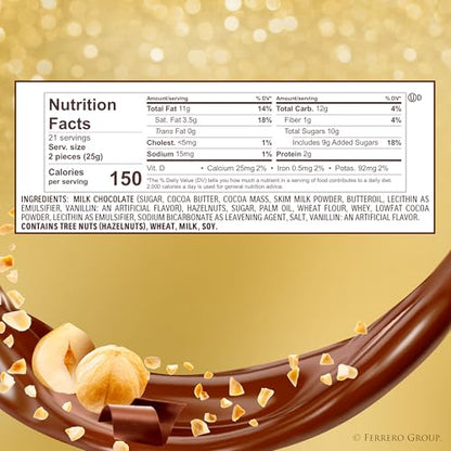 Ferrero Rocher, 16 Count, Gourmet Milk Chocolate Hazelnut, Valentine's Chocolate, Individually Wrapped, 6.2 oz