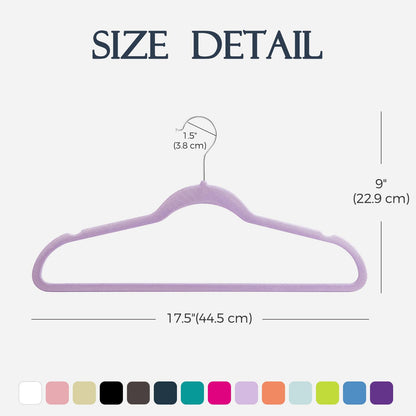 HOUSE DAY Lt-Purple Velvet Hangers 60 Pack, Non Slip Clothes Felt Hanger Heavy Duty for Coat, Premium Slim Space Saving Suit Hangers for Closet Organizer, 360° Rotating Silver Hook