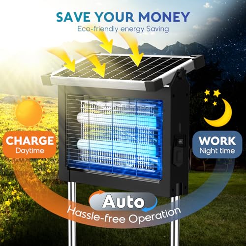 Solar Bug Zapper 4500V, Waterproof Mosquito Zapper Fly Traps Outdoor Patio