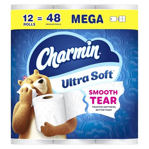Charmin Toilet Paper Ultra Soft, 12 Mega Rolls = 48 Regular Rolls, 2-ply Bath Tissue